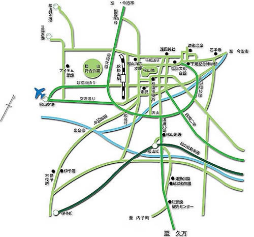 松山市内からの地図の画像