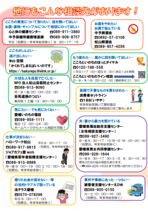 こころつながる相談窓口一覧（裏）