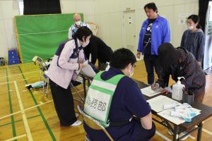 避難者受付の様子