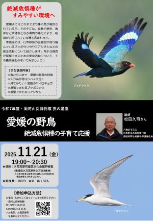夜の講座　愛媛の野鳥 絶滅危惧種の子育て応援