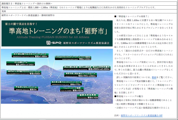 調査報告3　【準高地トレーニング】